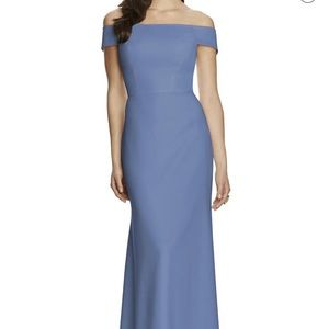 Dessy 2987 Off the Shoulder Gown Size 6 Larkspur
